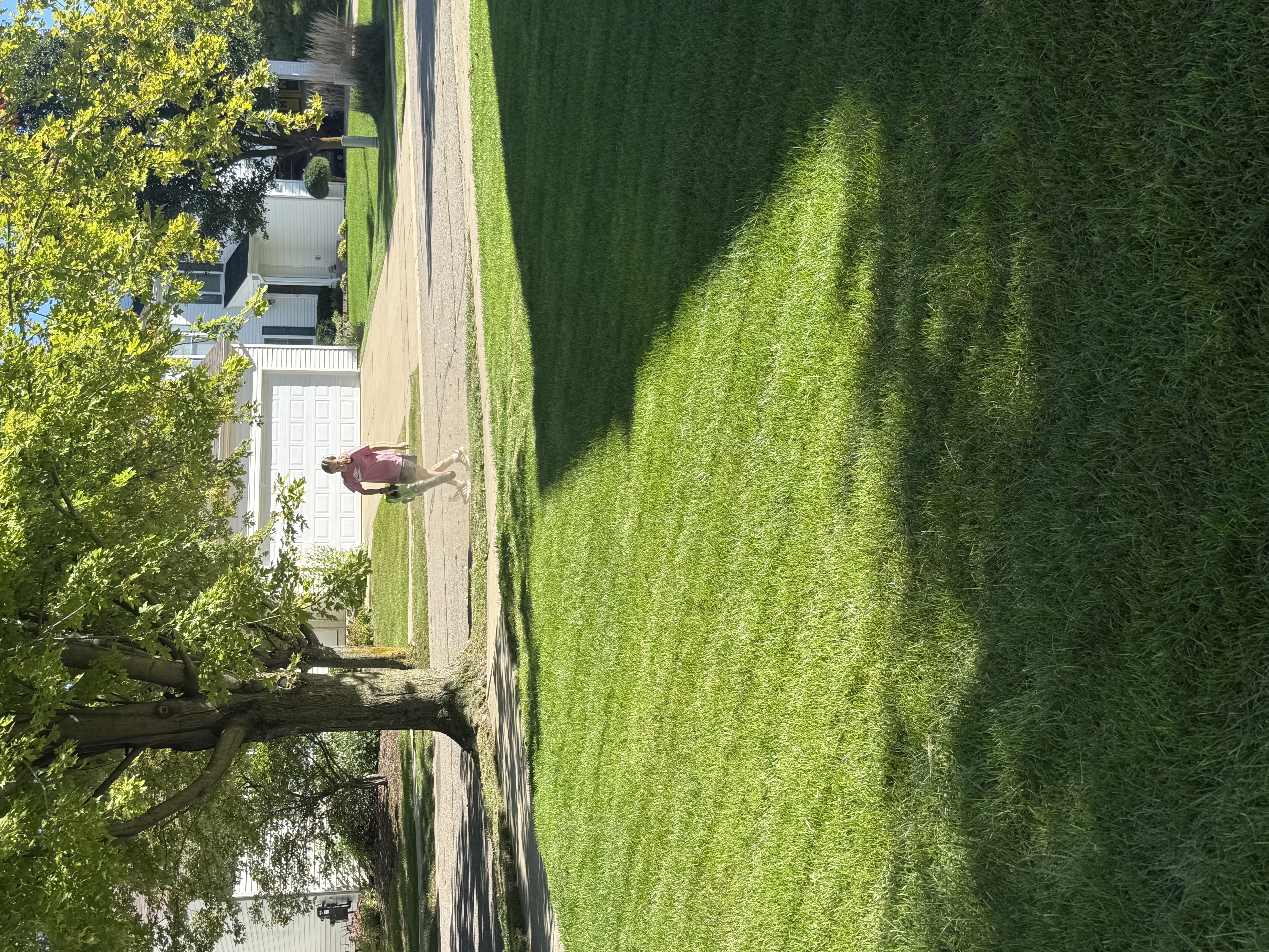 SRS crew member finishing lawn cleanup