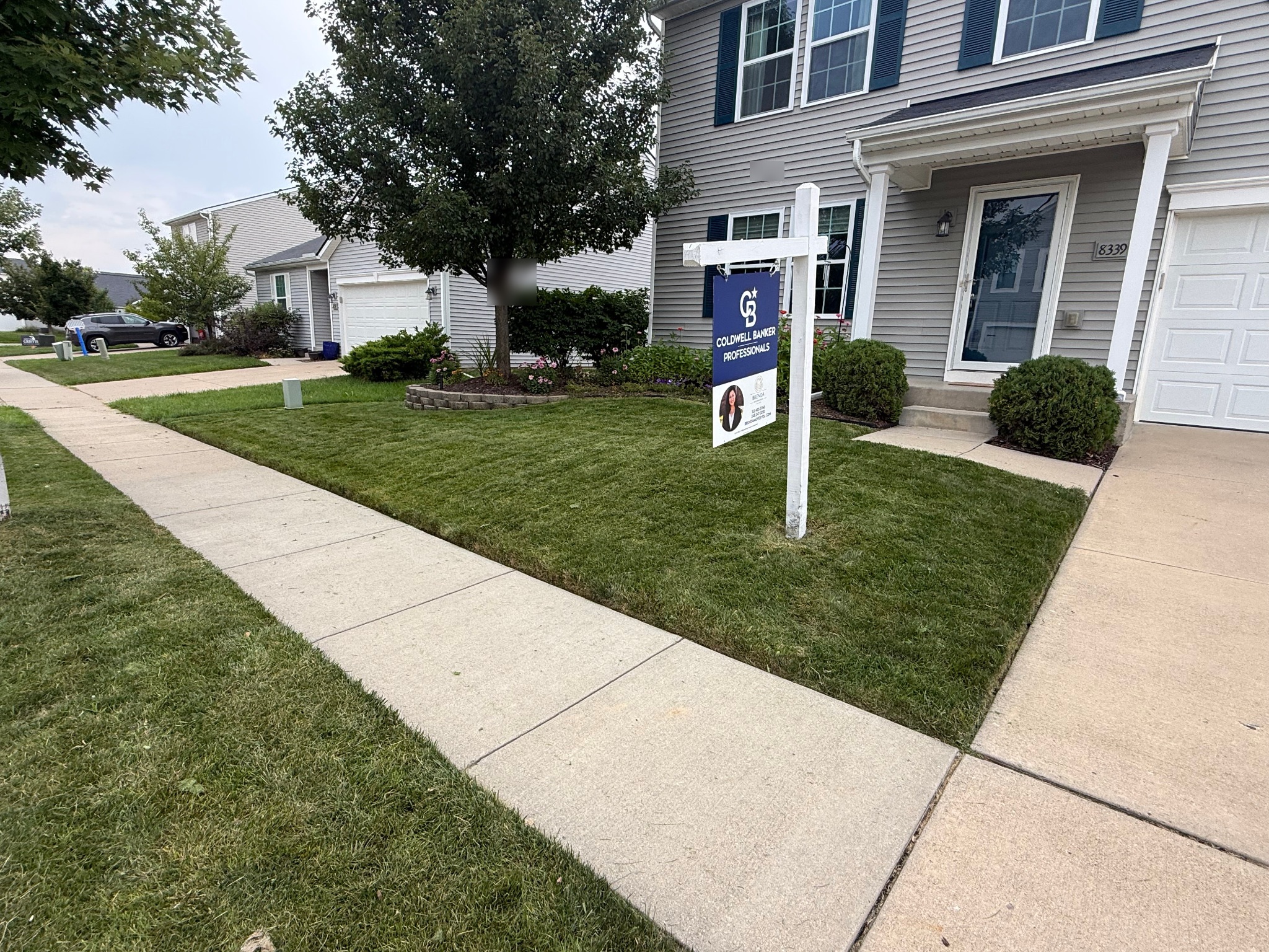 Completed SRS mowing job with address obscured