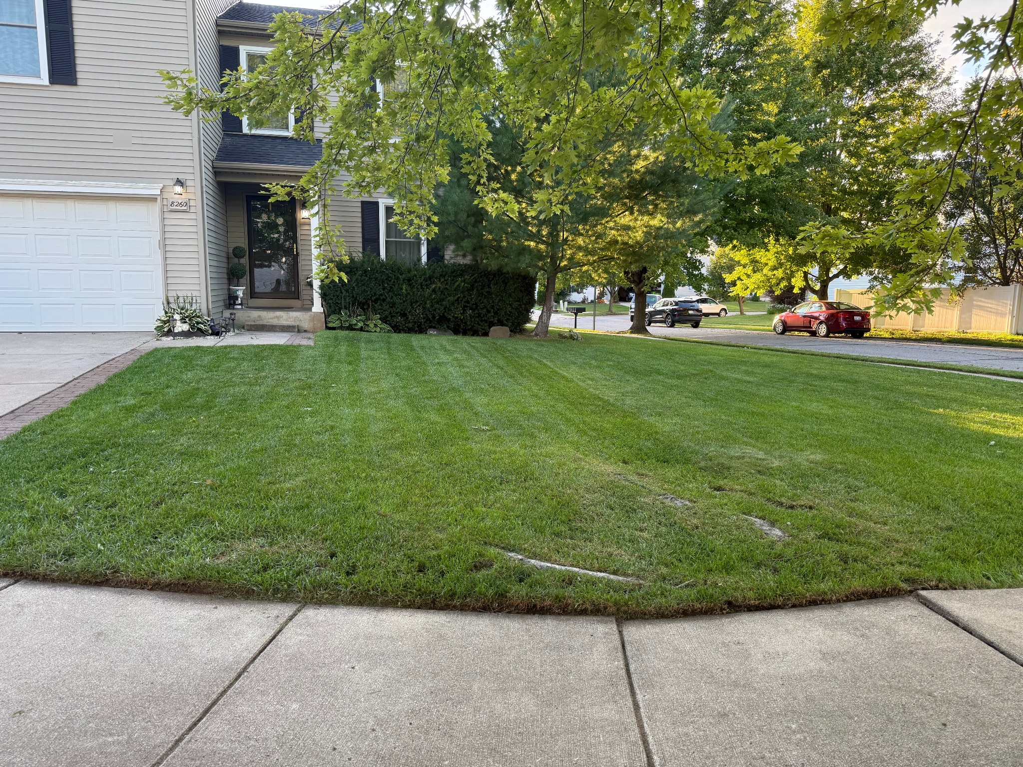 SRS completed push-mower lawn care job with address obscured